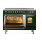ILVE Nostalgie II 48-Inch Induction Range with 6 Induction Elements, 5.02 cu. ft. Oven, Emerald Green with Copper Trim, Triple Glass Door, UPI486NMPEGP
