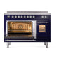 ILVE Nostalgie II 48-Inch Induction Range with 6 Induction Elements, 5.02 cu. ft. Oven, Midnight Blue with Chrome Trim, Triple Glass Door, UPI486NMPMBC