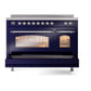 ILVE Nostalgie II 48-Inch Induction Range with 6 Induction Elements, 5.02 cu. ft. Oven, Midnight Blue with Chrome Trim, Triple Glass Door, UPI486NMPMBC