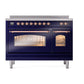 ILVE Nostalgie II 48-Inch Induction Range with 6 Induction Elements, 5.02 cu. ft. Oven, Midnight Blue with Copper Trim, Triple Glass Door, UPI486NMPMBP