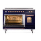 ILVE Nostalgie II 48-Inch Induction Range with 6 Induction Elements, 5.02 cu. ft. Oven, Midnight Blue with Copper Trim, Triple Glass Door, UPI486NMPMBP