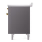 ILVE Nostalgie II 48-Inch Induction Range with 6 Induction Elements, 5.02 cu. ft. Oven, Graphite Matte with Brass Trim, Triple Glass Door, UPI486NMPMGG