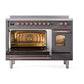 ILVE Nostalgie II 48-Inch Induction Range with 6 Induction Elements, 5.02 cu. ft. Oven, Graphite Matte with Copper Trim, Triple Glass Door, UPI486NMPMGP