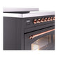 ILVE Nostalgie II 48-Inch Induction Range with 6 Induction Elements, 5.02 cu. ft. Oven, Graphite Matte with Copper Trim, Triple Glass Door, UPI486NMPMGP