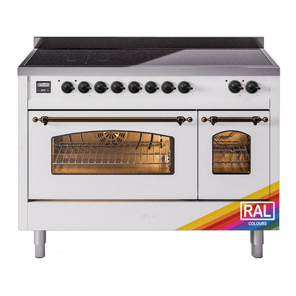 ILVE Nostalgie II 48-Inch Induction Range with 6 Induction Elements, 5.02 cu. ft. Oven, RAL with Burnished Trim, Triple Glass Door, UPI486NMPRAB