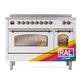 ILVE Nostalgie II 48-Inch Induction Range with 6 Induction Elements, 5.02 cu. ft. Oven, RAL with Burnished Trim, Triple Glass Door, UPI486NMPRAB