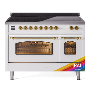 ILVE Nostalgie II 48-Inch Induction Range with 6 Induction Elements, 5.02 cu. ft. Oven, RAL with Brass Trim, Triple Glass Door, UPI486NMPRAG