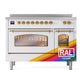 ILVE Nostalgie II 48-Inch Induction Range with 6 Induction Elements, 5.02 cu. ft. Oven, RAL with Brass Trim, Triple Glass Door, UPI486NMPRAG