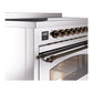 ILVE Nostalgie II 48-Inch Induction Range with 6 Induction Elements, 5.02 cu. ft. Oven, Stainless Steel with Burnished Trim, Triple Glass Door, UPI486NMPSSB