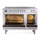 ILVE Nostalgie II 48-Inch Induction Range with 6 Induction Elements, 5.02 cu. ft. Oven, Stainless Steel with Chrome Trim, Triple Glass Door, UPI486NMPSSC