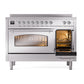 ILVE Nostalgie II 48-Inch Induction Range with 6 Induction Elements, 5.02 cu. ft. Oven, Stainless Steel with Chrome Trim, Triple Glass Door, UPI486NMPSSC