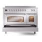 ILVE Nostalgie II 48-Inch Induction Range with 6 Induction Elements, 5.02 cu. ft. Oven, Stainless Steel with Chrome Trim, Triple Glass Door, UPI486NMPSSC
