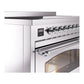 ILVE Nostalgie II 48-Inch Induction Range with 6 Induction Elements, 5.02 cu. ft. Oven, Stainless Steel with Chrome Trim, Triple Glass Door, UPI486NMPSSC