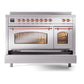ILVE Nostalgie II 48-Inch Induction Range with 6 Induction Elements, 5.02 cu. ft. Oven, Stainless Steel with Copper Trim, Triple Glass Door, UPI486NMPSSP