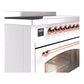 ILVE Nostalgie II 48-Inch Induction Range with 6 Induction Elements, 5.02 cu. ft. Oven, White with Copper Trim, Triple Glass Door, UPI486NMPWHP