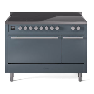 ILVE Professional Plus II 48-Inch Induction Range with 6 Induction Elements, 5.02 cu. ft. Oven, Blue Grey, Solid Door, UPI486QMPBG