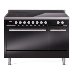 ILVE Professional Plus II 48-Inch Induction Range with 6 Induction Elements, 5.02 cu. ft. Oven, Glossy Black, Solid Door, UPI486QMPBK