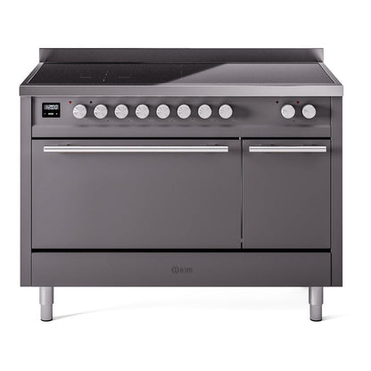ILVE Professional Plus II 48-Inch Induction Range with 6 Induction Elements, 5.02 cu. ft. Oven, Graphite Matte, Solid Door, UPI486QMPMG
