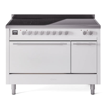 ILVE Professional Plus II 48-Inch Induction Range with 6 Induction Elements, 5.02 cu. ft. Oven, White, Solid Door, UPI486QMPWH