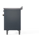 ILVE Nostalgie II 48-Inch Induction Range with 6 Induction Elements, 5.02 cu. ft. Oven, Blue Grey with Burnished Trim, Solid Door, UPI486QNMPBGB