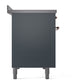 ILVE Nostalgie II 48-Inch Induction Range with 6 Induction Elements, 5.02 cu. ft. Oven, Blue Grey with Copper Trim, Solid Door, UPI486QNMPBGP