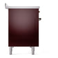 ILVE Nostalgie II 48-Inch Induction Range with 6 Induction Elements, 5.02 cu. ft. Oven, Burgundy with Burnished Trim, Solid Door, UPI486QNMPBUB