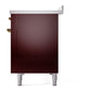 ILVE Nostalgie II 48-Inch Induction Range with 6 Induction Elements, 5.02 cu. ft. Oven, Burgundy with Brass Trim, Solid Door, UPI486QNMPBUG