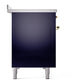 ILVE Nostalgie II 48-Inch Induction Range with 6 Induction Elements, 5.02 cu. ft. Oven, Midnight Blue with Brass Trim, Solid Door, UPI486QNMPMBG