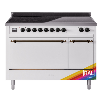ILVE Nostalgie II 48-Inch Induction Range with 6 Induction Elements, 5.02 cu. ft. Oven, RAL with Burnished Trim, Solid Door, UPI486QNMPRAB
