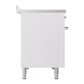 ILVE Nostalgie II 48-Inch Induction Range with 6 Induction Elements, 5.02 cu. ft. Oven, White with Chrome Trim, Solid Door, UPI486QNMPWHC