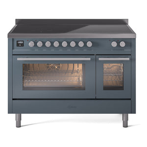 ILVE Professional Plus II 48-Inch Induction Range with 6 Induction Elements, 5.02 cu. ft. Oven, Blue Grey, Triple Glass Door, UPI486WMPBG