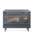 ILVE Professional Plus II 48-Inch Induction Range with 6 Induction Elements, 5.02 cu. ft. Oven, Blue Grey, Triple Glass Door, UPI486WMPBG
