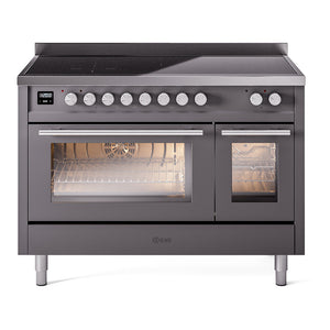 ILVE Professional Plus II 48-Inch Induction Range with 6 Induction Elements, 5.02 cu. ft. Oven, Graphite Matte, Triple Glass Door, UPI486WMPMG