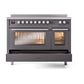ILVE Professional Plus II 48-Inch Induction Range with 6 Induction Elements, 5.02 cu. ft. Oven, Graphite Matte, Triple Glass Door, UPI486WMPMG