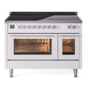 ILVE Professional Plus II 48-Inch Induction Range with 6 Induction Elements, 5.02 cu. ft. Oven, White, Triple Glass Door, UPI486WMPWH