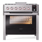 ILVE Panoramagic 36-Inch Dual Fuel Range with 6 Sealed Burners + Griddle, 3.5 cu. ft. Oven, Stainless Steel, Liquid Propane, Triple Glass Door, UPM09FDS3SSLP