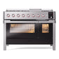 ILVE Panoramagic 48-Inch Dual Fuel Range with 8 Sealed Burners + Griddle, 5.02 cu. ft. Oven, Stainless Steel, Liquid Propane, Triple Glass Door, UPM12FDS3SSLP