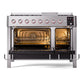 ILVE Panoramagic 48-Inch Dual Fuel Range with 8 Sealed Burners + Griddle, 5.02 cu. ft. Oven, Stainless Steel, Liquid Propane, Triple Glass Door, UPM12FDS3SSLP