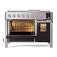 ILVE Panoramagic 48-Inch Dual Fuel Range with 8 Sealed Burners + Griddle, 5.02 cu. ft. Oven, Stainless Steel, Liquid Propane, Triple Glass Door, UPM12FDS3SSLP