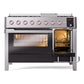 ILVE Panoramagic 48-Inch Dual Fuel Range with 8 Sealed Burners + Griddle, 5.02 cu. ft. Oven, Stainless Steel, Liquid Propane, Triple Glass Door, UPM12FDS3SSLP