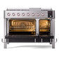 ILVE Panoramagic 48-Inch Dual Fuel Range with 8 Sealed Burners + Griddle, 5.02 cu. ft. Oven, Stainless Steel, Natural Gas, Triple Glass Door, UPM12FDS3SS
