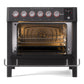 ILVE Panoramagic 36-Inch Induction Range with 6 Induction Elements, 3.5 cu. ft. Oven, Matte Black, Triple Glass Door, UPMI09S3MK