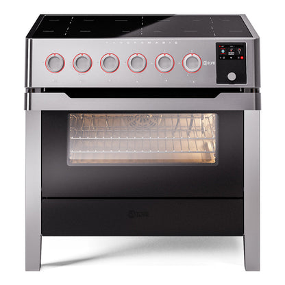 ILVE Panoramagic 36-Inch Induction Range with 6 Induction Elements, 3.5 cu. ft. Oven, Stainless Steel, Triple Glass Door, UPMI09S3SS