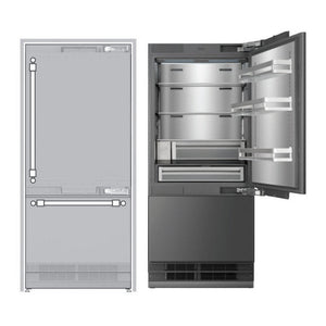 ILVE 36-Inch Built-In Bottom Freezer Refrigerator with 19.8 cu. ft. Capacity, Reversible Door, Energy Star, Sabbath Mode (Internal Water Dispenser and Ice Maker), URBM36SIWPRY