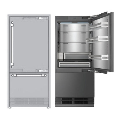 ILVE 36-Inch Built-In Bottom Freezer Refrigerator with 19.8 cu. ft. Capacity, Reversible Door, Energy Star, Sabbath Mode (Internal Water Dispenser and Ice Maker), URBM36SIWPRY
