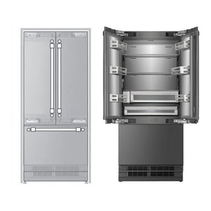 ILVE 36-Inch Built-In Bottom Mount French Door Refrigerator with 19.5 cu. ft. Capacity, Energy Star, Sabbath Mode (Internal Water Dispenser and Ice Maker), URFD36SIWPRY
