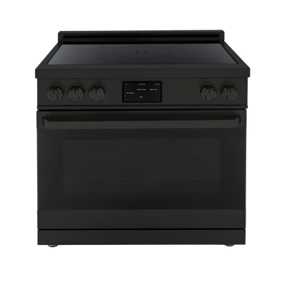 Induction Hardware Luxury Series 36-Inch 5.4 Cu. Ft. Induction Range, Self-Cleaning, Black Stainless Steel, S-IR36-BS
