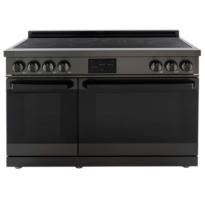 Induction Hardware Luxury Series 48-Inch 7.7 Cu. Ft. Double Oven Induction Range, Self-Cleaning, Black Stainless Steel, S-IR48-BS