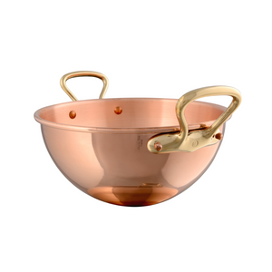 Mauviel 1830 M'PASSION Egg White Beating Bowl With Brass Handles, 4.9-Qt