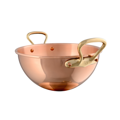 Mauviel 1830 M'PASSION Egg White Beating Bowl With Brass Handles, 4.9-Qt